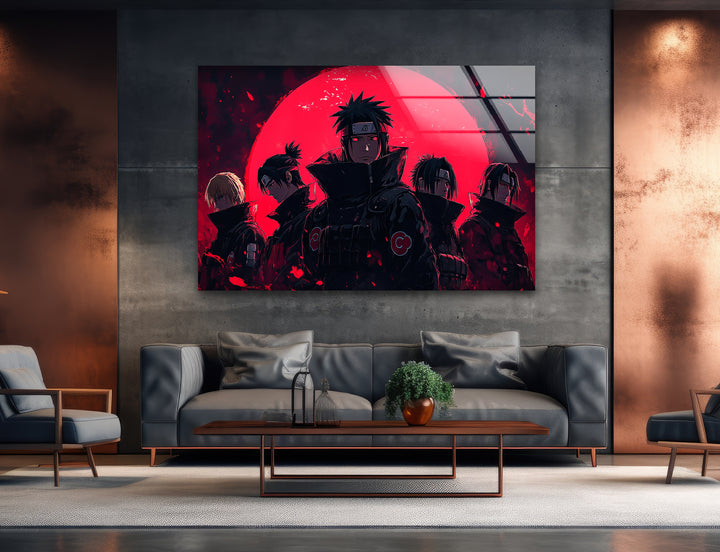 Red and Black Akatsuki Glass Wall Art Glass Printing Wall Art, Print photos on glass