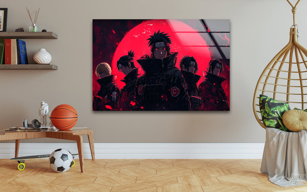 Red and Black Akatsuki Glass Wall Art picture on glass wall art, photos printed on glass