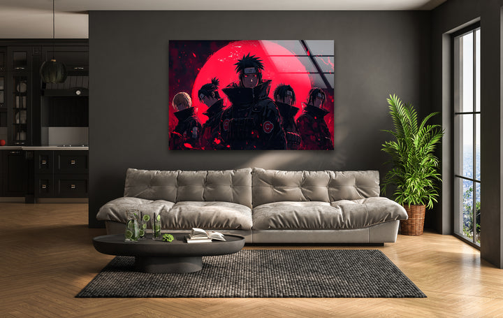 Red and Black Akatsuki Glass Wall Art custom glass photo prints, large glass prints
