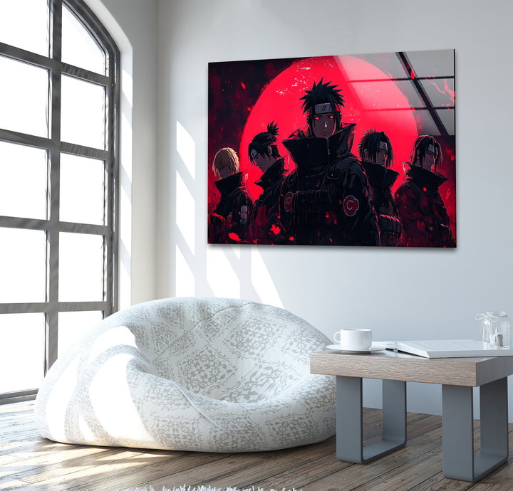 Red and Black Akatsuki Glass Wall Art print on glass, glass printed photos
