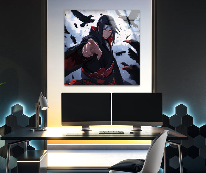 Itachi and Crow Akatsuki Glass Wall Art art glass wall art, glass wall art pictures
