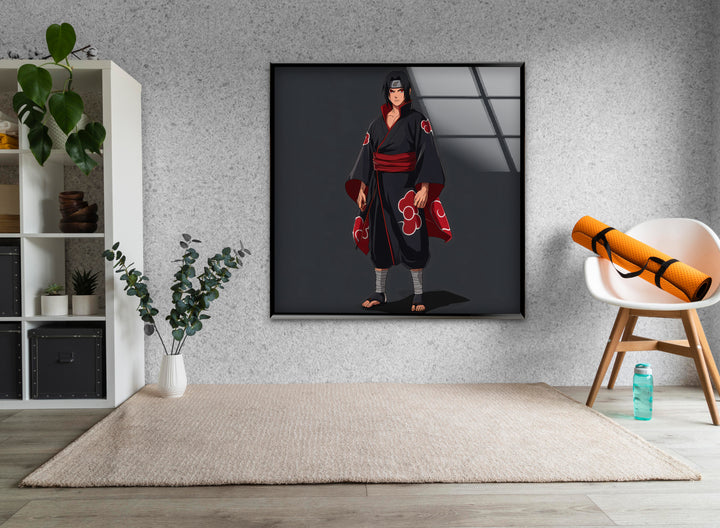 Itachi Akatsuki Glass Wall Art stained glass wall art, stained glass wall decor