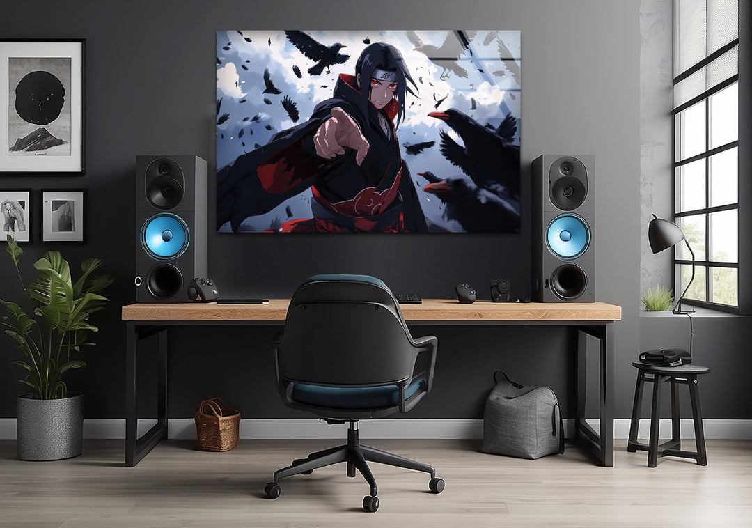 Itachi and Crow Akatsuki Glass Wall Art Glass Printing Wall Art, Print photos on glass
