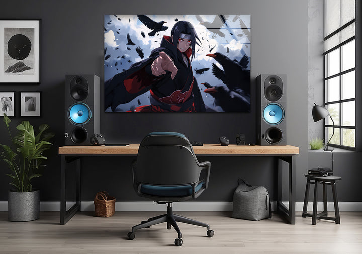 Itachi and Crow Akatsuki Glass Wall Art Glass Printing Wall Art, Print photos on glass