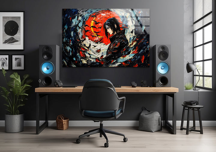 Itachi & Crows Glass Wall Art picture on glass wall art, photos printed on glass
