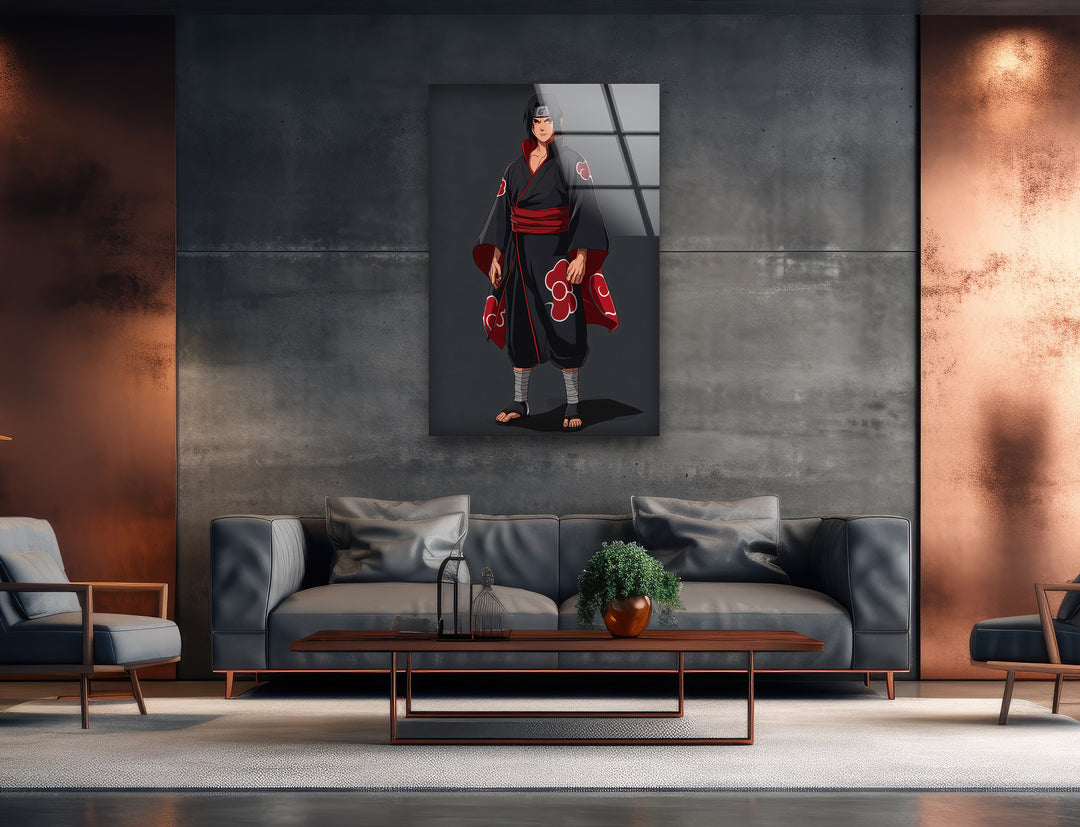 Itachi Akatsuki Glass Wall Art print picture on glass, Tempered Glass Wall Art
