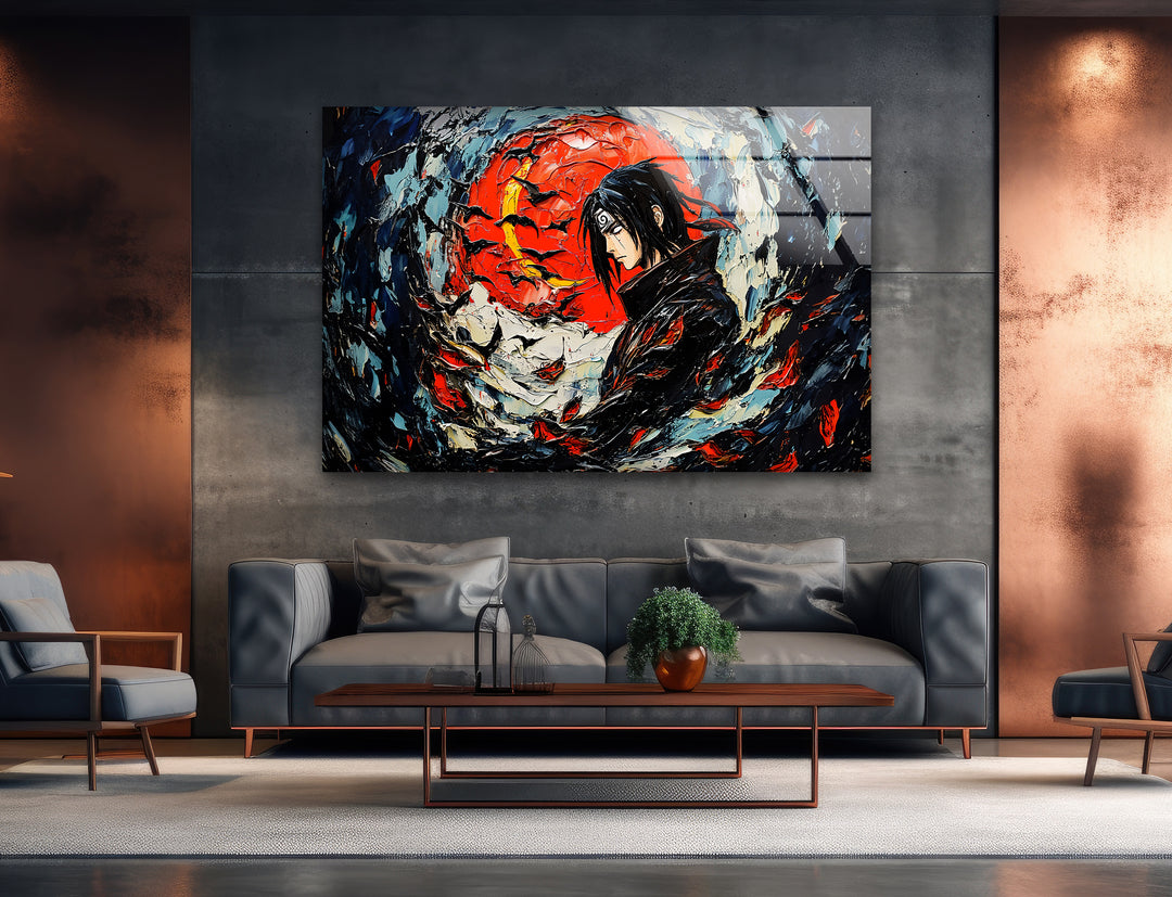 Itachi & Crows Glass Wall Art print on glass, glass printed photos