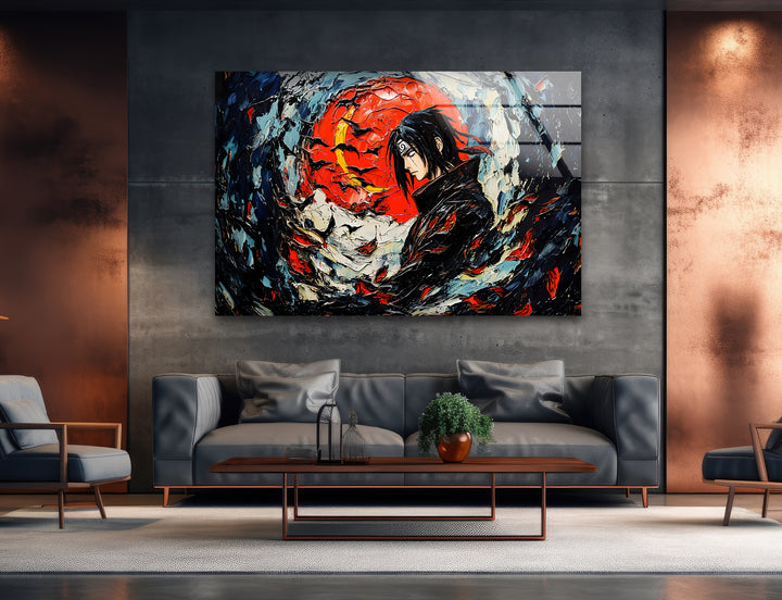 Itachi & Crows Glass Wall Art print on glass, glass printed photos