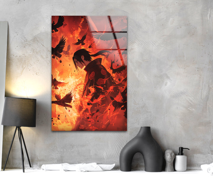 Itachi Anime Glass Wall Art stained glass wall art, stained glass wall decor