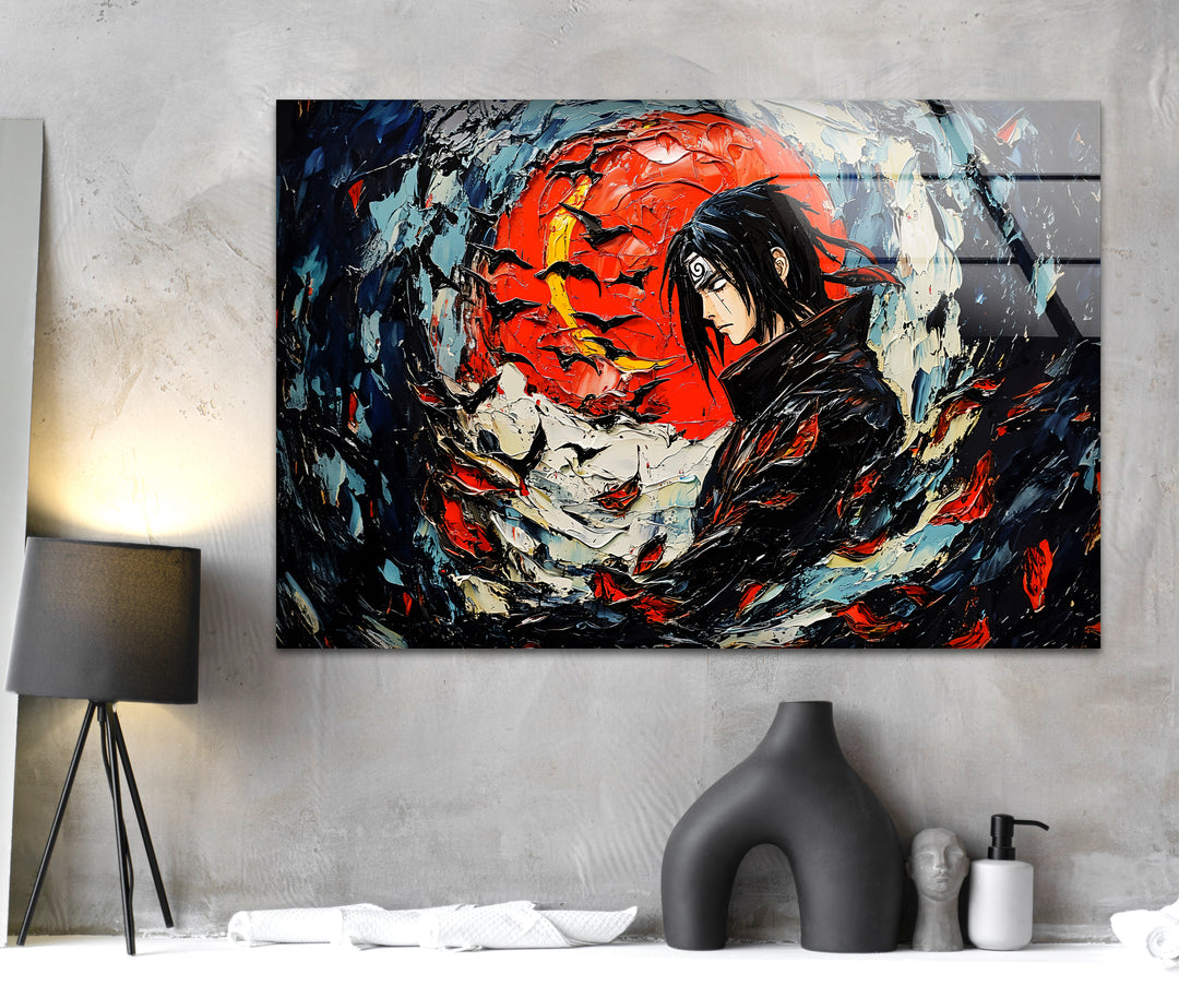 Itachi & Crows Glass Wall Art photo print on glass, prints on glass wall art