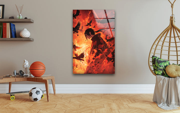 Itachi Anime Glass Wall Art glass art painting, glass art for the Wall