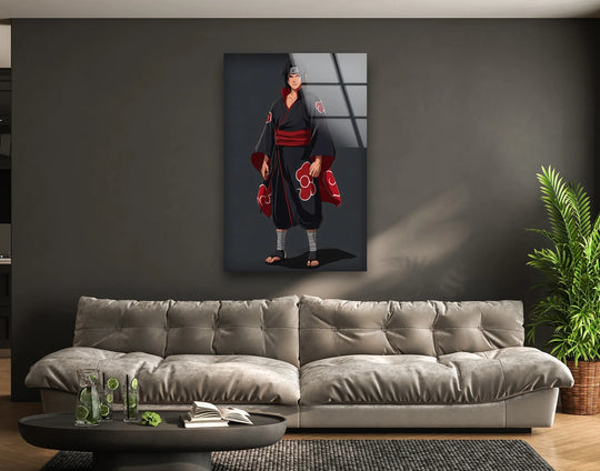 Captivating the focal point, this Shadow Warrior in a red cloud kimono is presented as stylish anime-inspired wall art prints, adding a touch of modern and Japanese style.