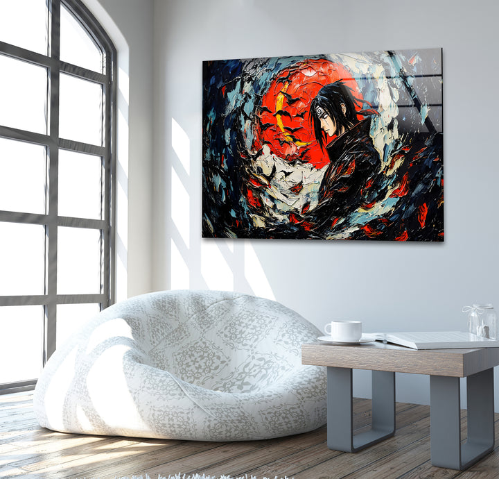 Itachi & Crows Glass Wall Art stained glass wall art, stained glass wall decor
