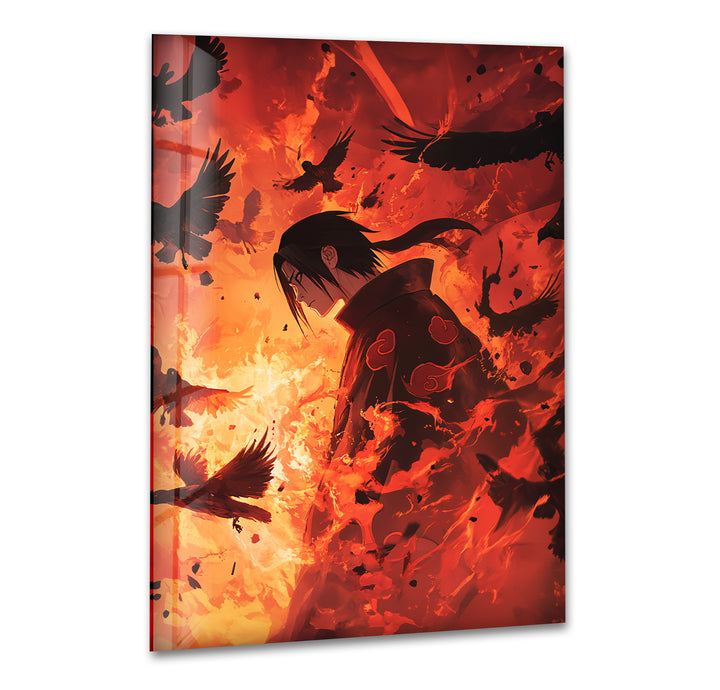 Itachi Anime Glass Wall Art print picture on glass, Tempered Glass Wall Art