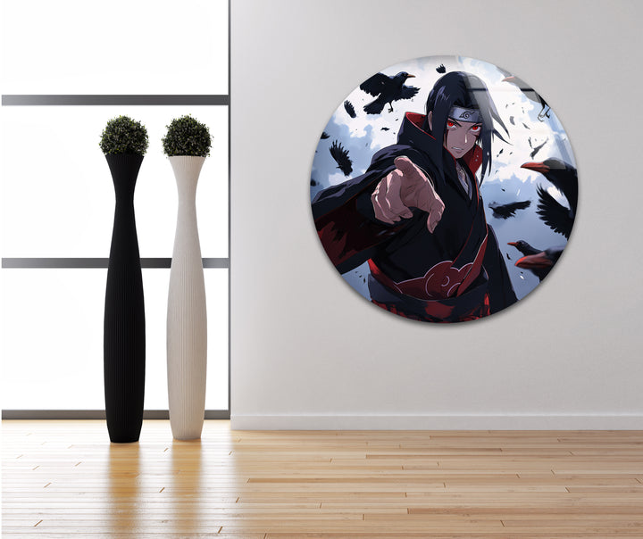Itachi and Crow Akatsuki Glass Wall Art glass wall decor, glass wall art decor