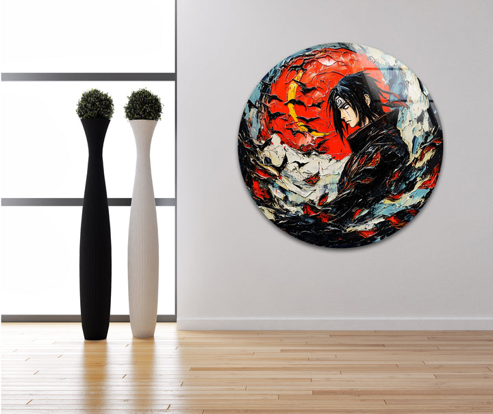 Itachi & Crows Glass Wall Art print picture on glass, Tempered Glass Wall Art