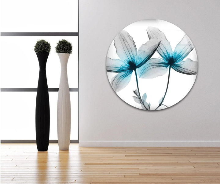 Albert Koetsier Blue X-Ray Flower Glass Wall Art, art glass wall art, glass wall art pictures
