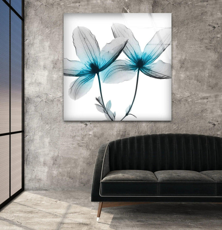 Albert Koetsier Blue X-Ray Flower Glass Wall Art, Glass Printing Wall Art, Print photos on glass