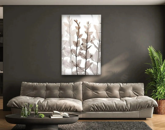 The floral glass wall art features a dry embrace design and sepia tones and it makes botanical art and flower prints for home decor