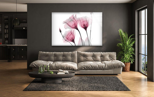 The flower glass wall art features a harvested love floral design and offers timeless elegance and modern wall decor as a captivating centerpiece