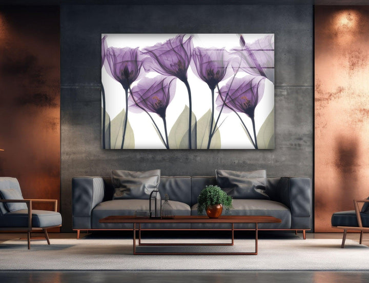 Albert Koetsier Royal Purple Gentian Glass Wall Art, glass art painting, glass art for the Wall