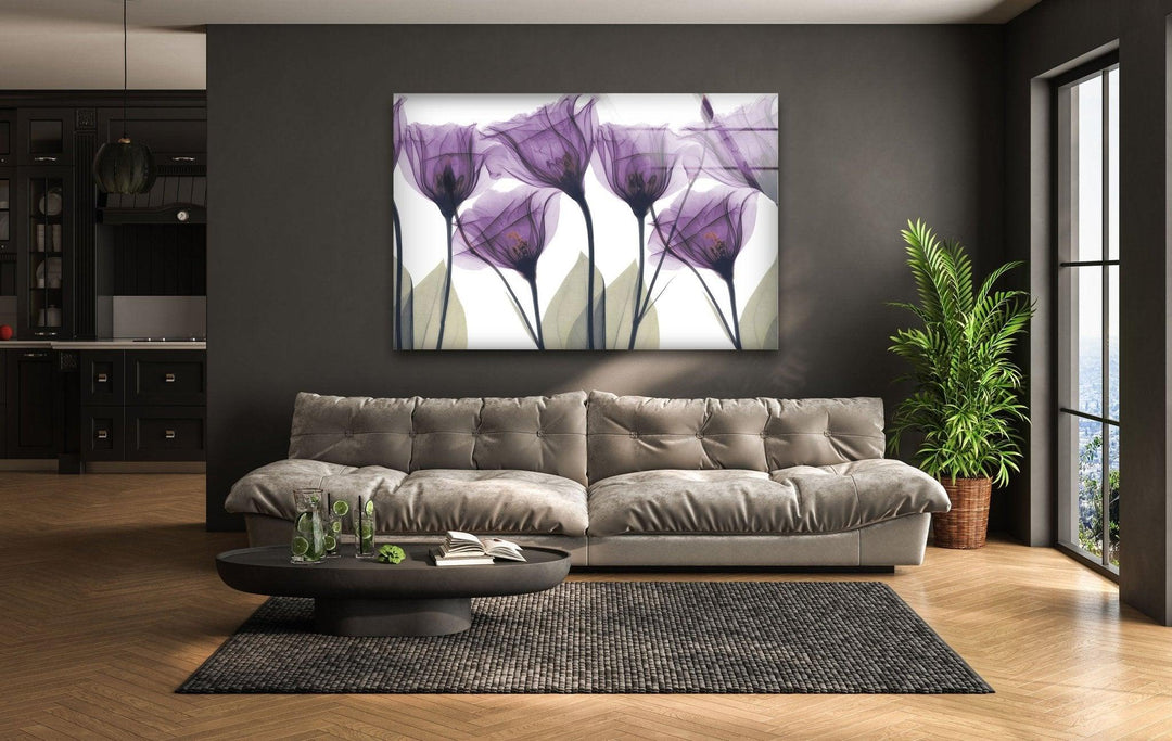 Albert Koetsier Royal Purple Gentian Glass Wall Art, glass wall decor, glass wall art decor