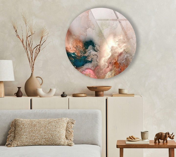 Runde Wandkunst aus Glas mit Alkoholtinte