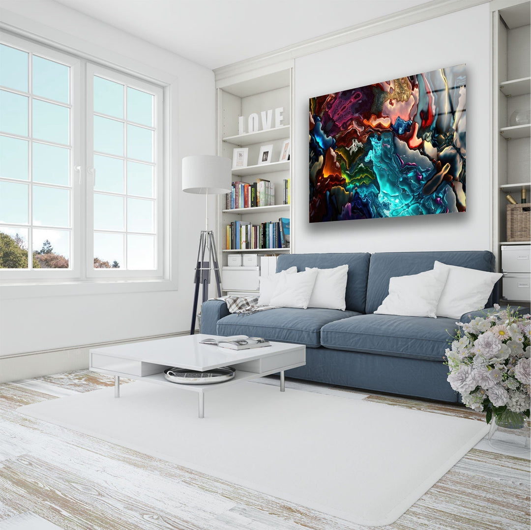 Alcohol ink Blue & Black Glass Wall Art custom glass pictures, glass art prints