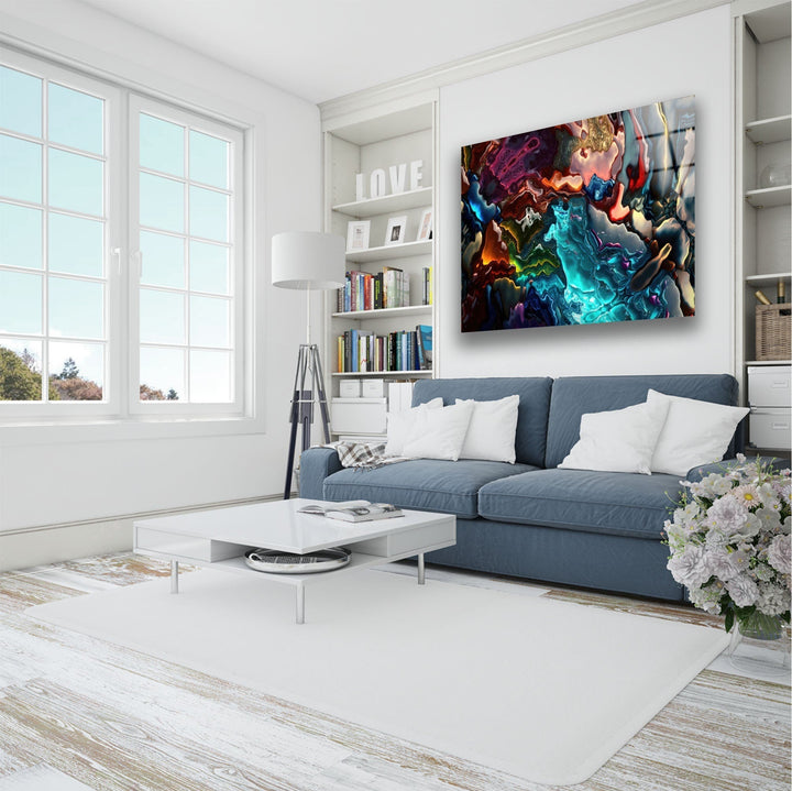 Alcohol ink Blue & Black Glass Wall Art custom glass pictures, glass art prints