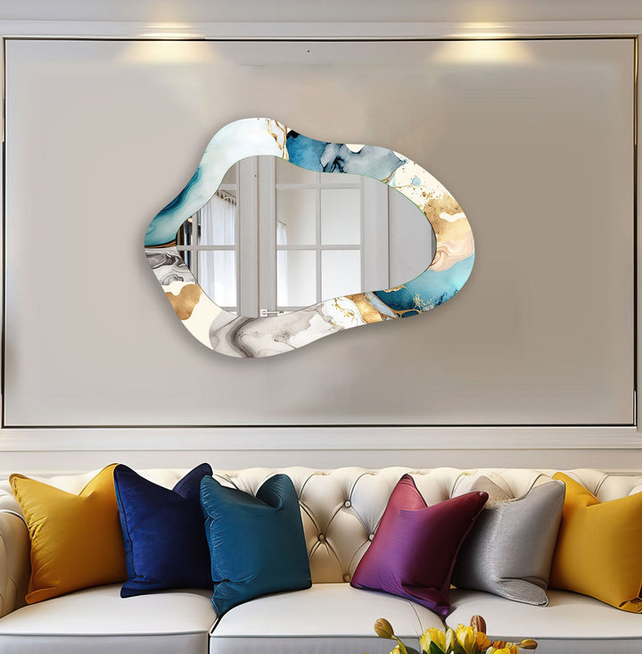 Wall mirrors with artistic frames that serve as both functional and decorative pieces
