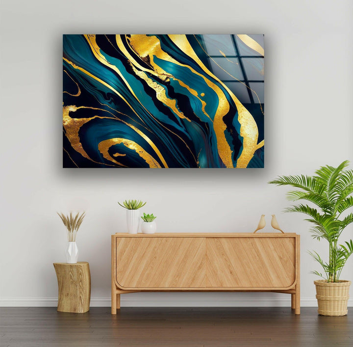 Alcohol Ink Gold Abstract Glass Wall Art glass photo prints, glass picture prints