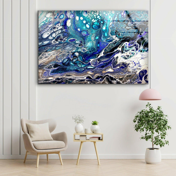 Turquoise Blue Marble Tempered Glass Wall Art - MyPhotoStation