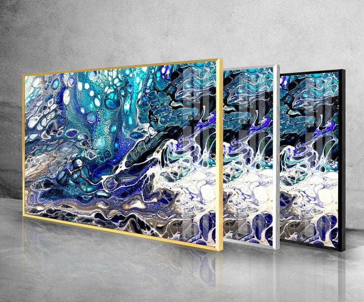 Turquoise Blue Marble Tempered Glass Wall Art - MyPhotoStation