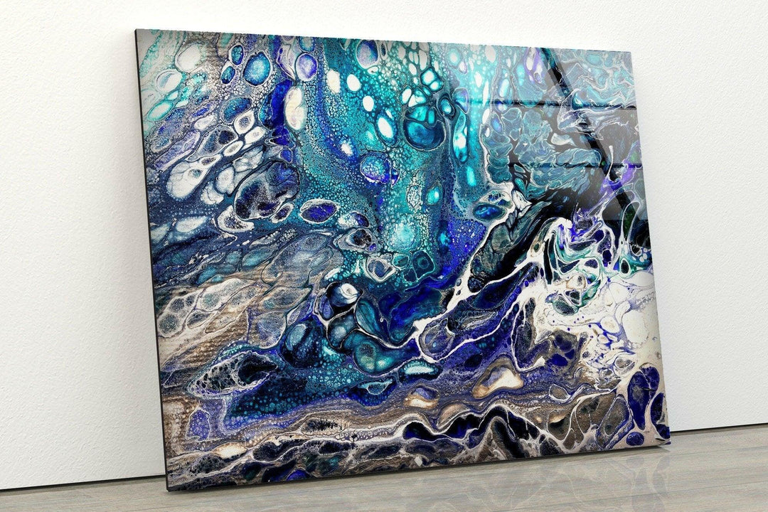 Turquoise Blue Marble Tempered Glass Wall Art - MyPhotoStation