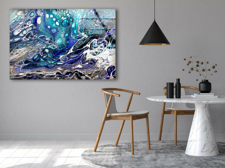 Turquoise Blue Marble Tempered Glass Wall Art - MyPhotoStation