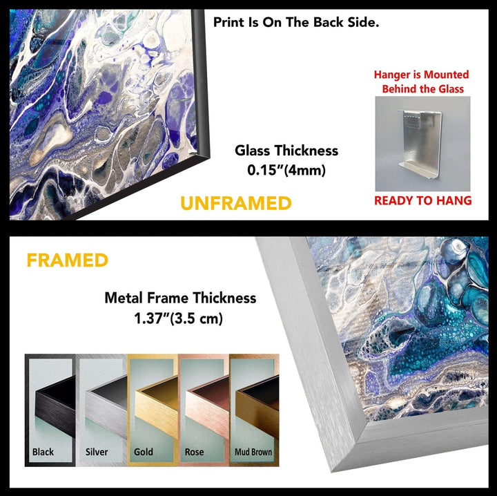 Turquoise Blue Marble Tempered Glass Wall Art - MyPhotoStation