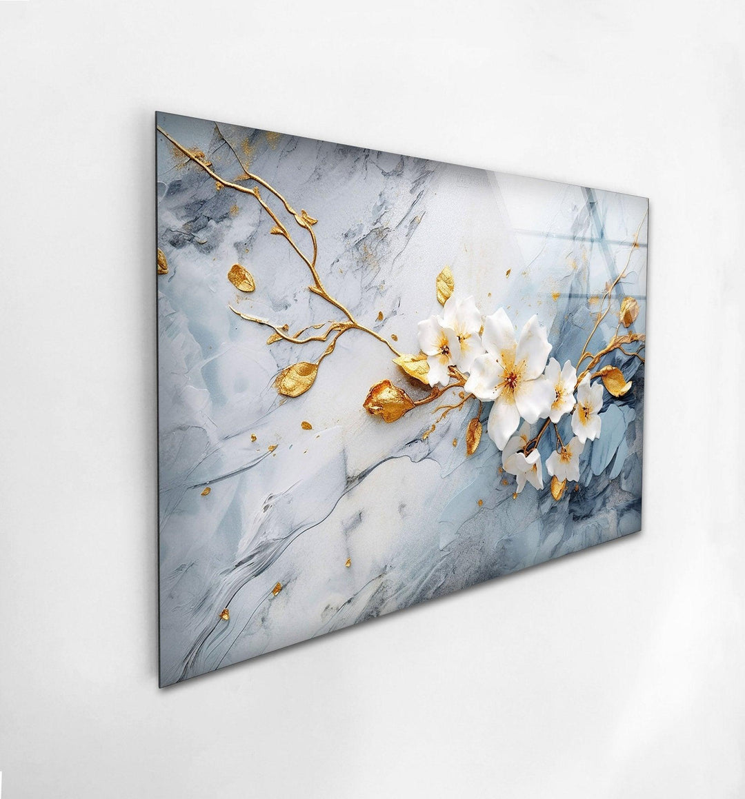 Alcohol Ink White Flower Glass Wall Art, art glass wall art, glass wall art pictures