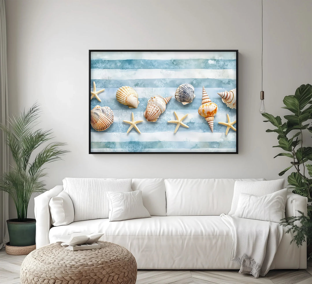 Striped Shell Collection – Nautical Coastal Canvas Prints - MyPhotoStation