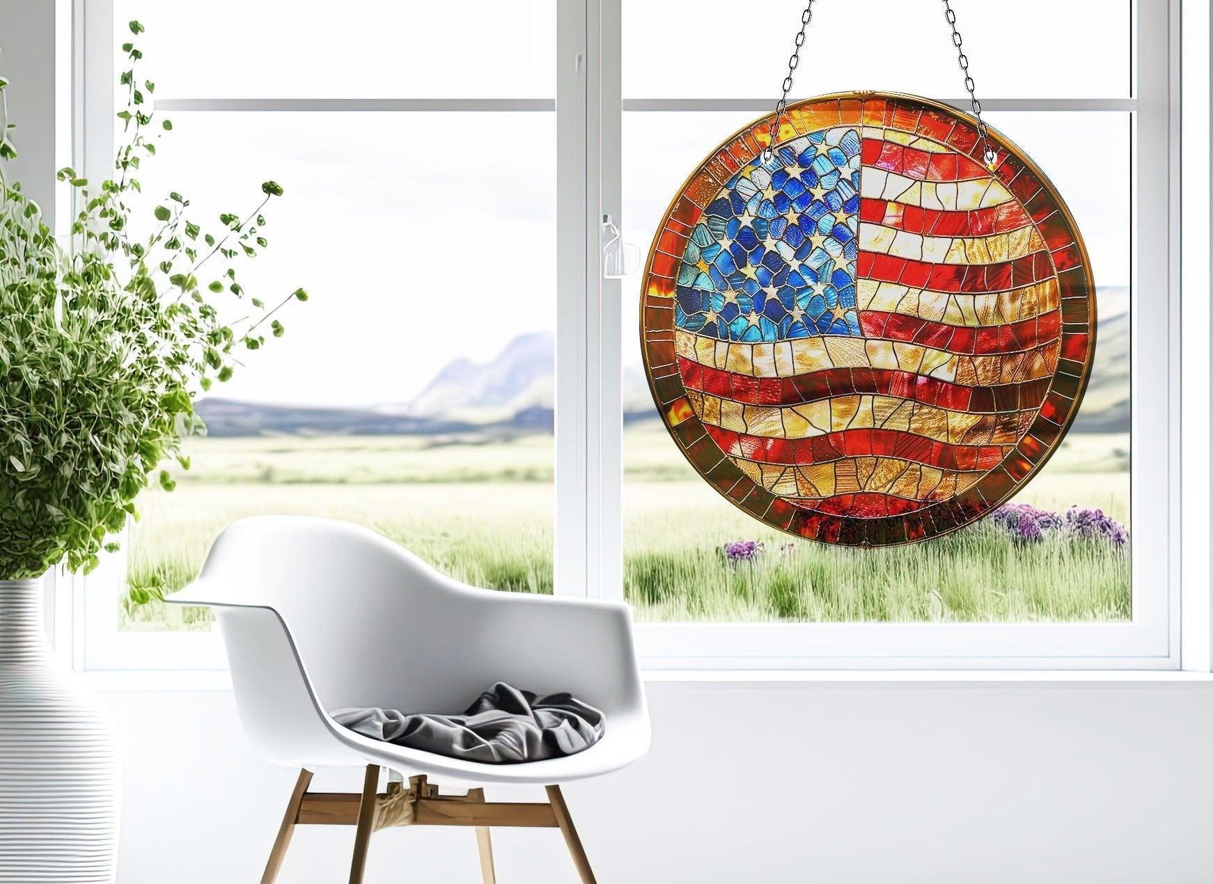 American Flag Suncatcher Decor – Tempered Glass | Myphotostation