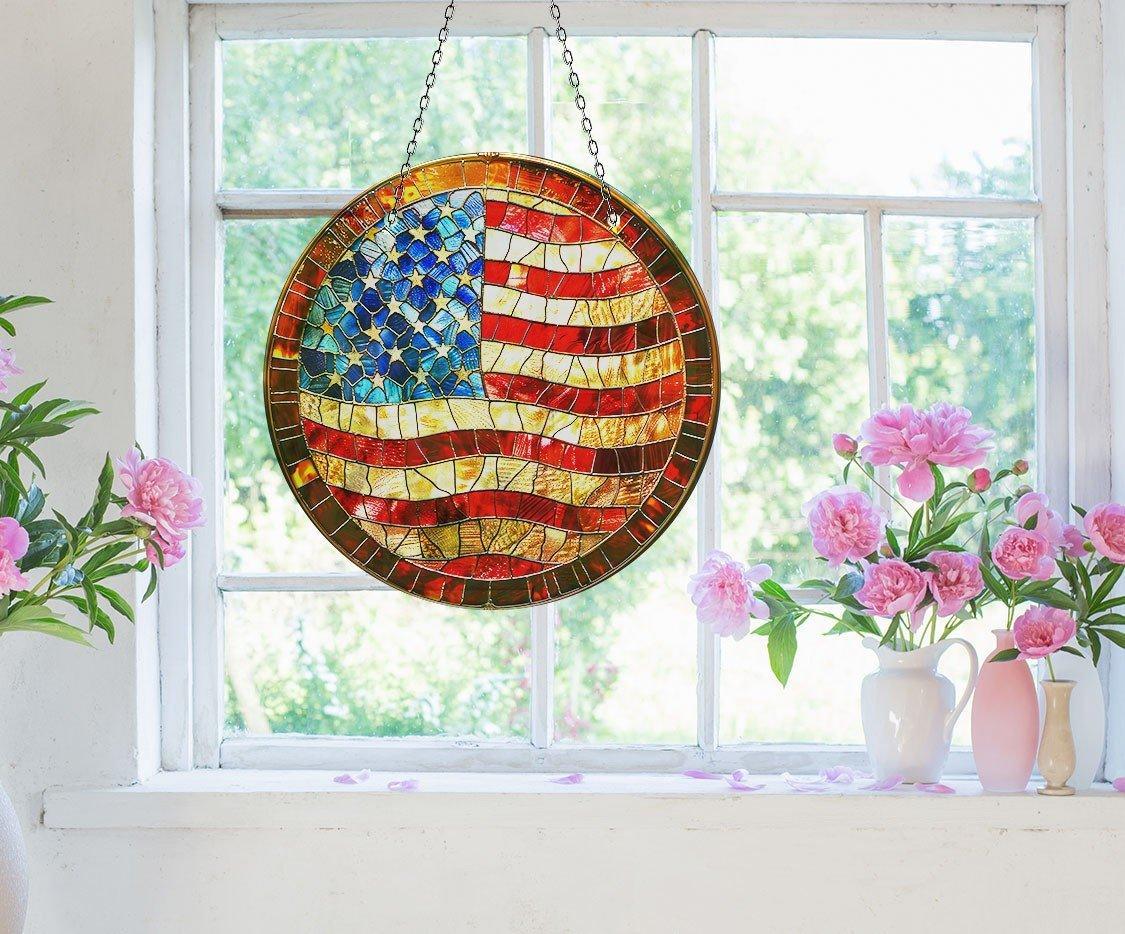 American Flag Suncatcher Decor – Tempered Glass | Myphotostation
