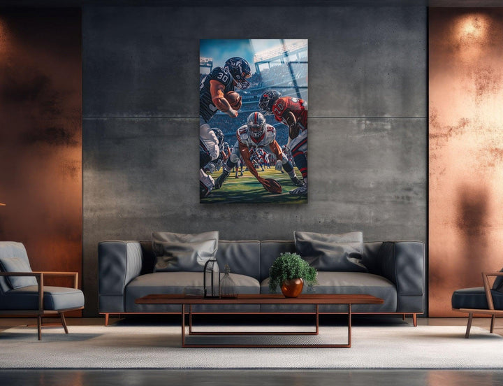 American Football Art Glass Wall Art