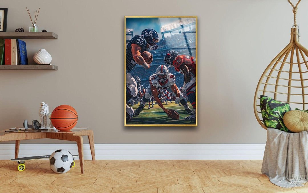 American Football Art Glass Wall Art glass art painting, glass art for the Wall
