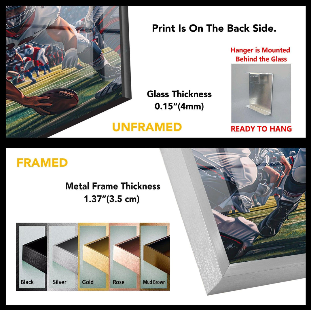 American Football Art Glass Wall Art