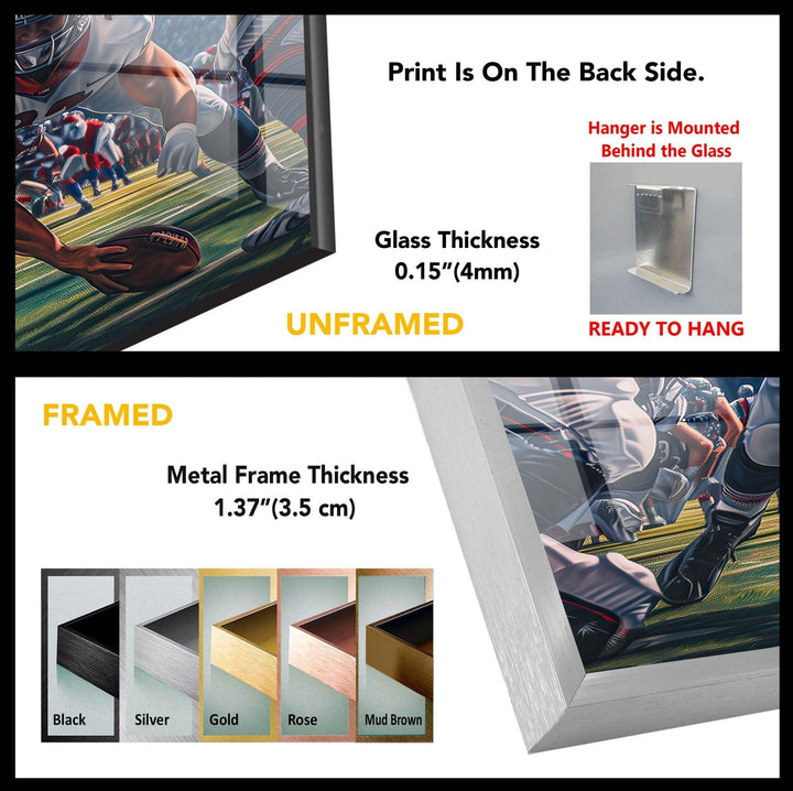 American Football Art Glass Wall Art
