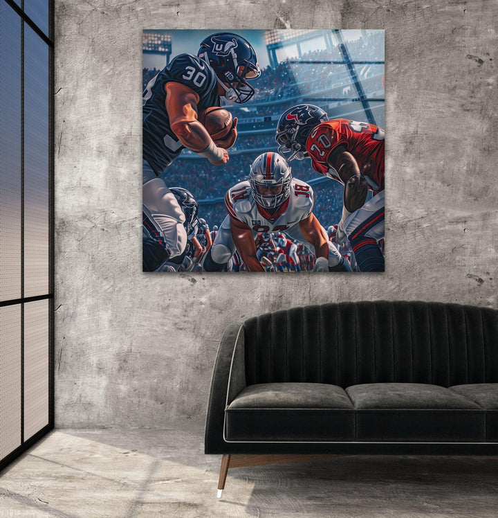 American Football Art Glass Wall Art glass photo prints, glass picture prints
