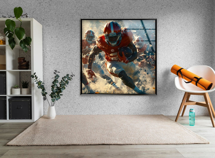 American Football Glass Wall Art glass art painting, glass art for the Wall

