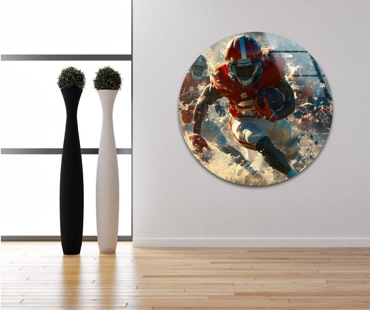American Football Glass Wall Art photo print on glass, prints on glass wall art
