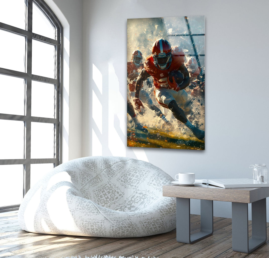 American Football Glass Wall Art custom glass pictures, glass art prints
