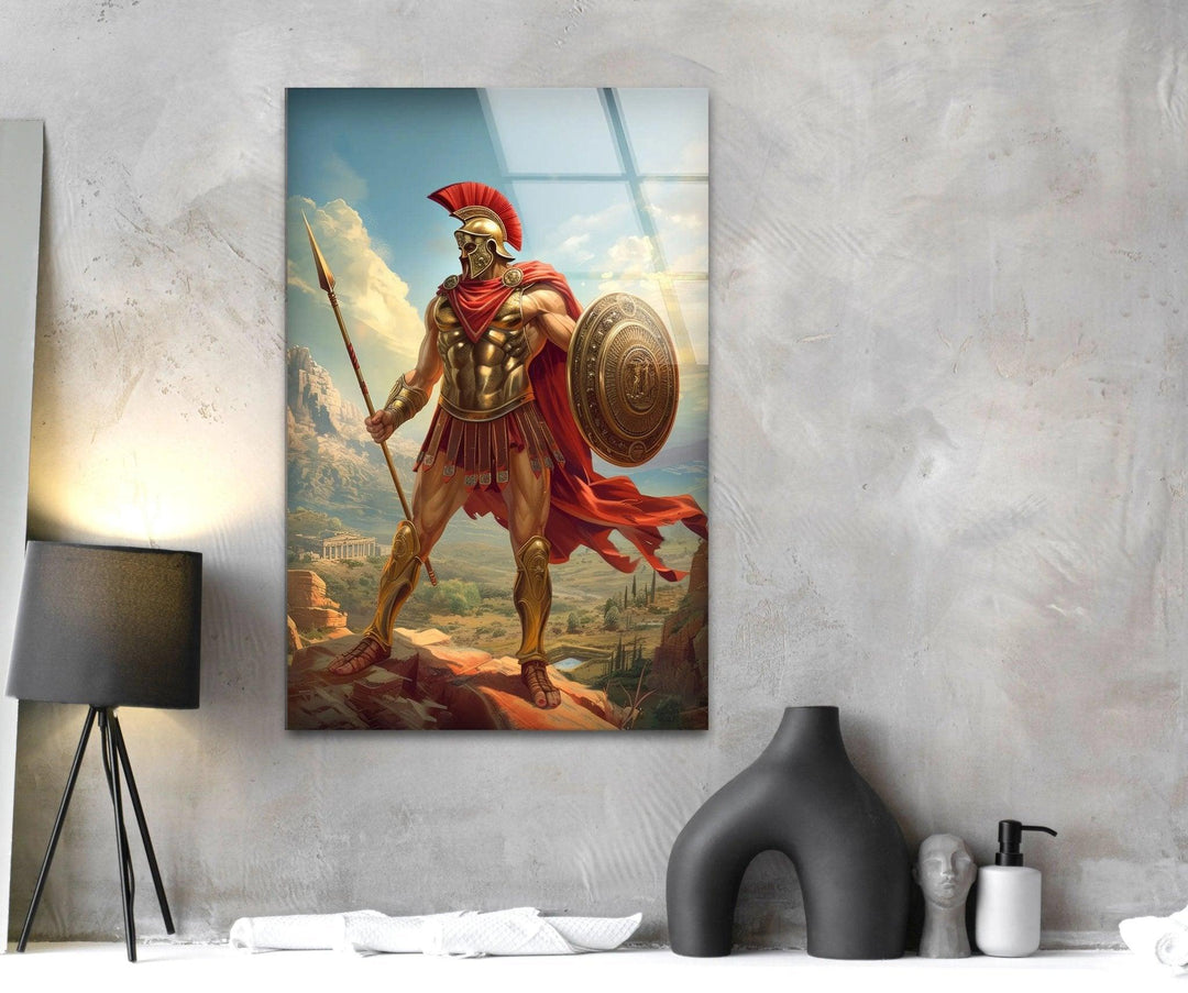 Ancient Gladiator Glass Wall Art stained glass wall art, stained glass wall decor
