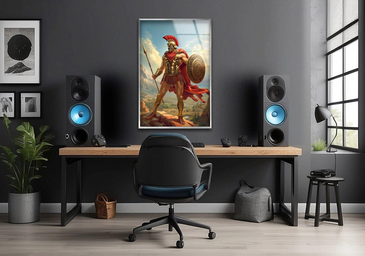 Ancient Gladiator Glass Wall Art print picture on glass, Tempered Glass Wall Art

